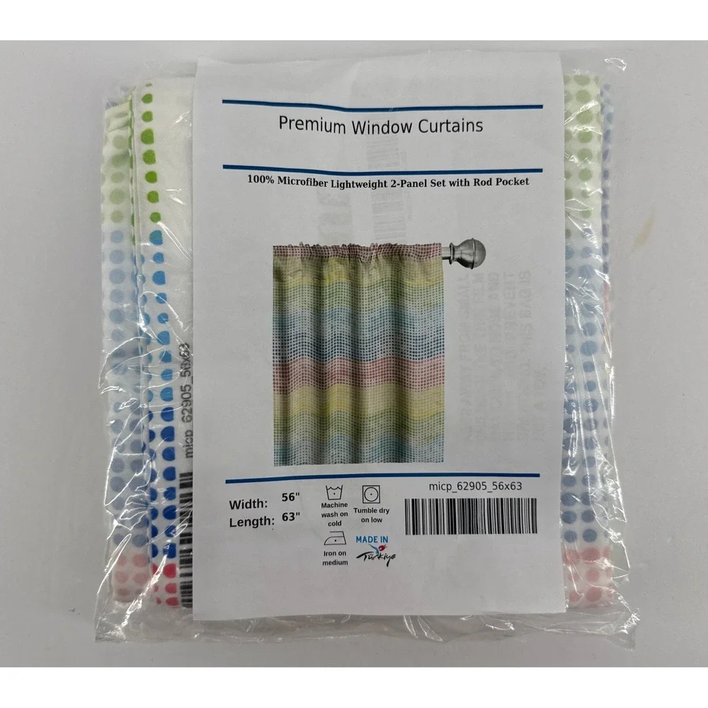 Ambesonne Multi Polka Dot Stripe Window Curtains 2 Panel Set 56x63 Rod Pocket
